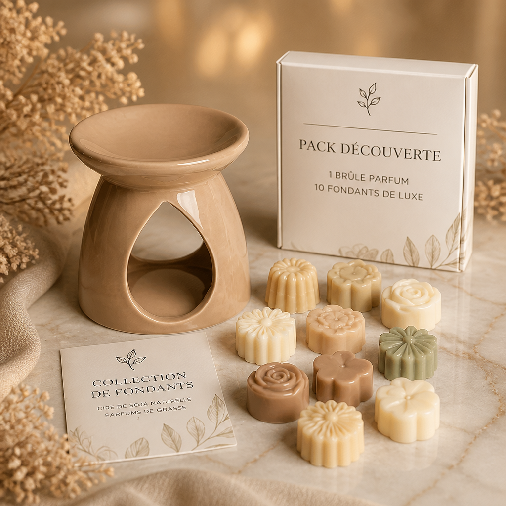Pack Découverte Envoûtant — Brûle-Parfum + 10 Fondants Artisanaux