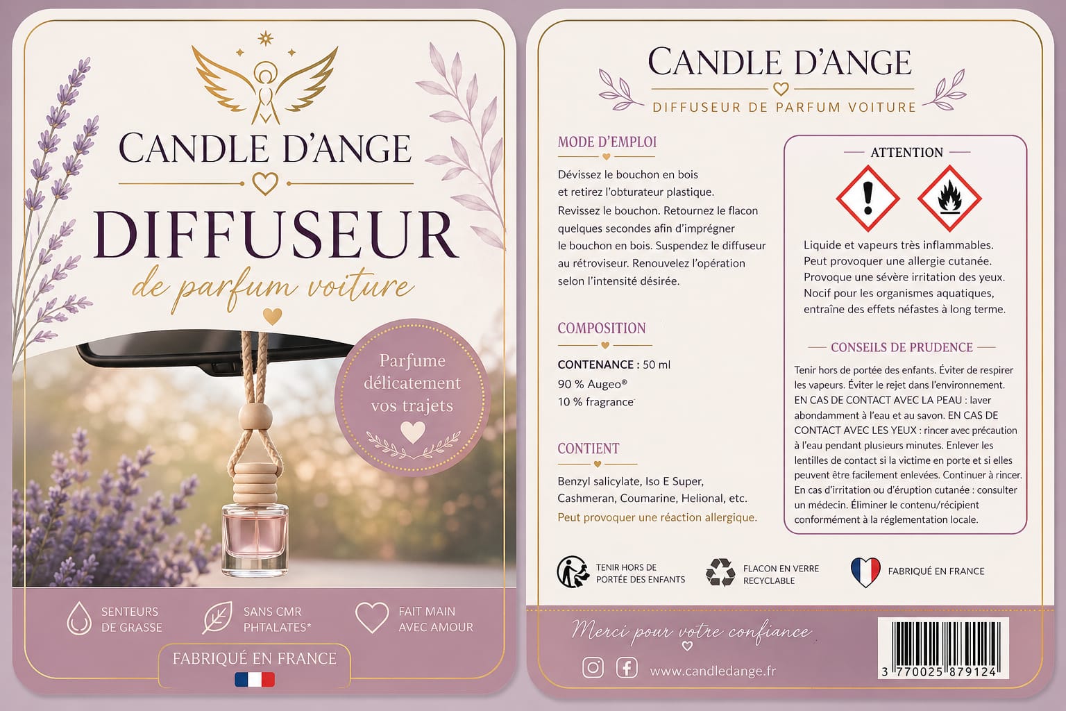 Diffuseur de Voiture Million Gold 10ml (inspiration) - Candle d’Ange