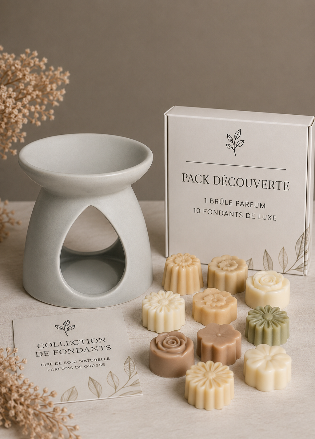 Pack Découverte Floraison — Brûle-Parfum + 10 Fondants Artisanaux